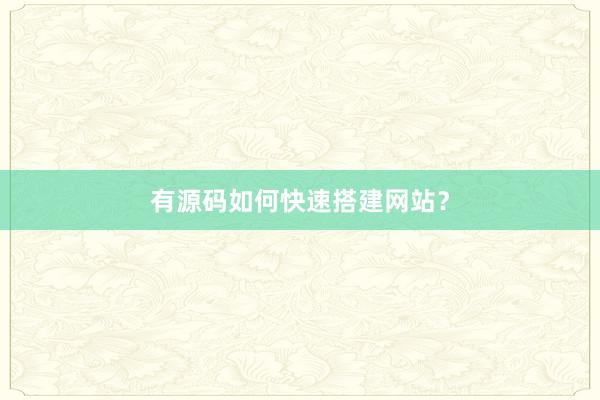 有源码如何快速搭建网站?