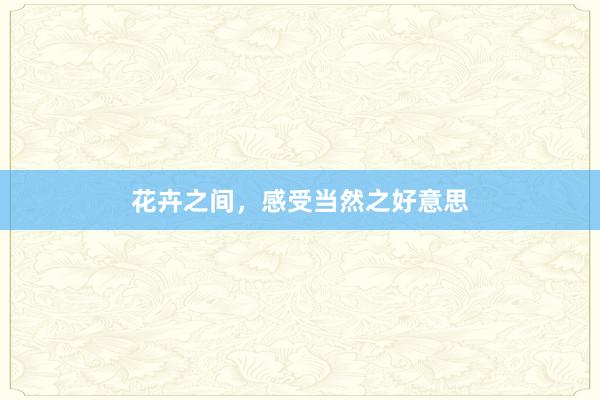 花卉之间，感受当然之好意思